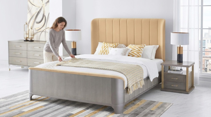 Lit 2x Table de chevet 3 pièces. Ensemble de chambre à coucher Lits nouveaux Luxe Moderne 180x200 Pièce