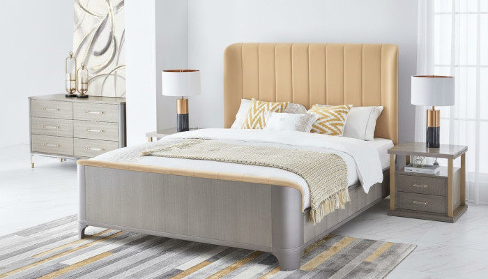 Lit 2x Table de chevet 3 pièces. Ensemble de chambre à coucher Lits nouveaux Luxe Moderne 180x200 Pièce
