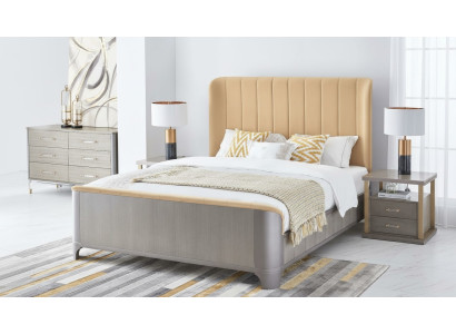 Lit 2x Table de chevet 3 pièces. Ensemble de chambre à coucher Lits nouveaux Luxe Moderne 180x200 Pièce