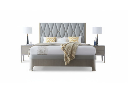 Lit 2x Table de chevet 3 pièces. Ensemble de chambre à coucher design moderne de luxe