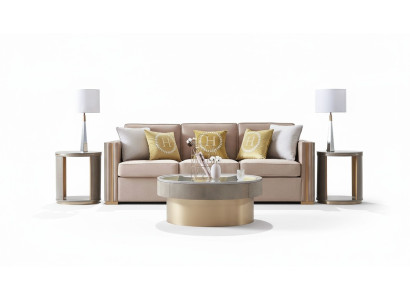 Trois places Design Revêtement de siège Textile Canapé 3 places Mobilier Beige nouveau Mobilier de Luxe