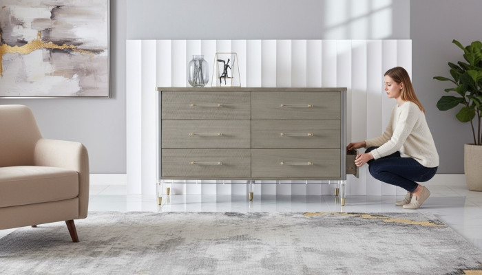 Design commode 6 tiroirs buffet bas armoire bahut