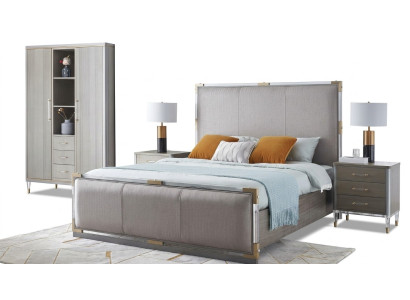 Lit Table de chevet Commode 4 pcs. Ensemble de décoration de chambre design moderne de luxe