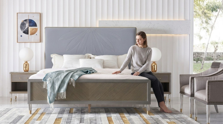 Lit 2x Table de chevet 3 pièces. Ensemble de chambre à coucher Design Déco Moderne Lits de Luxe