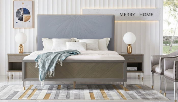Lit 2x Table de chevet 3 pièces. Ensemble de chambre à coucher Design Déco Moderne Lits de Luxe