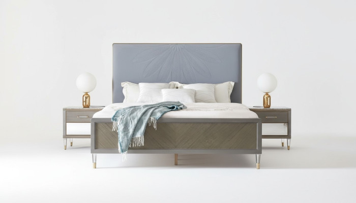 Lit 2x Table de chevet 3 pièces. Ensemble de chambre à coucher Design Déco Moderne Lits de Luxe