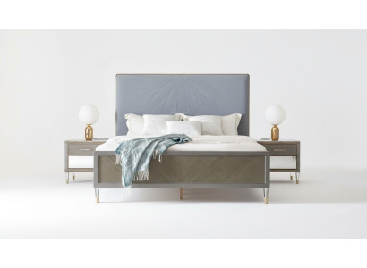 Lit 2x Table de chevet 3 pièces. Ensemble de chambre à coucher Design Déco Moderne Lits de Luxe