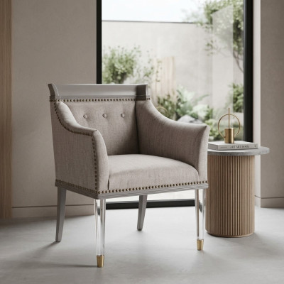 Ensemble de chaises Siège Rembourrage Suite Salle à manger Chaises Dossier Textile Bois Moderne 1x neuf