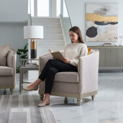 Fauteuil Design Canapé Sofa Détente Tissu Salon Club Rembourrage Siège Luxe Fauteuil simple