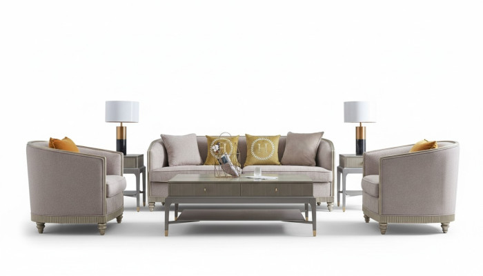 Revêtement de siège de canapé design 3+1+1 places beige Ensemble de canapé en velours neuf