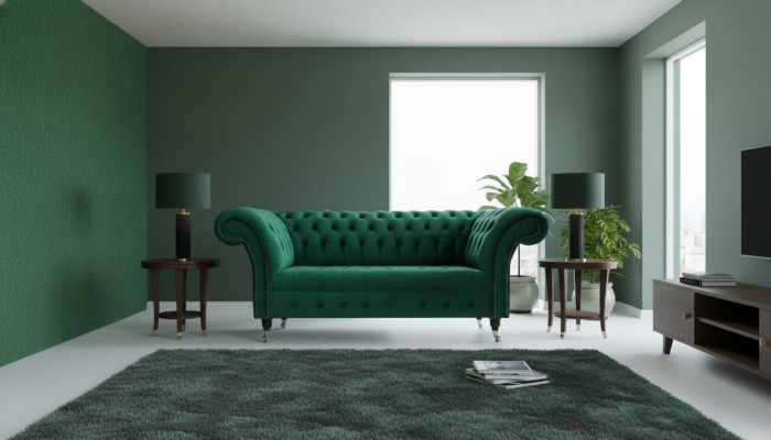 Canapé Chesterfield vert 2 places Tissus d'ameublement Canapés Canapés Design Canapé Club Textile