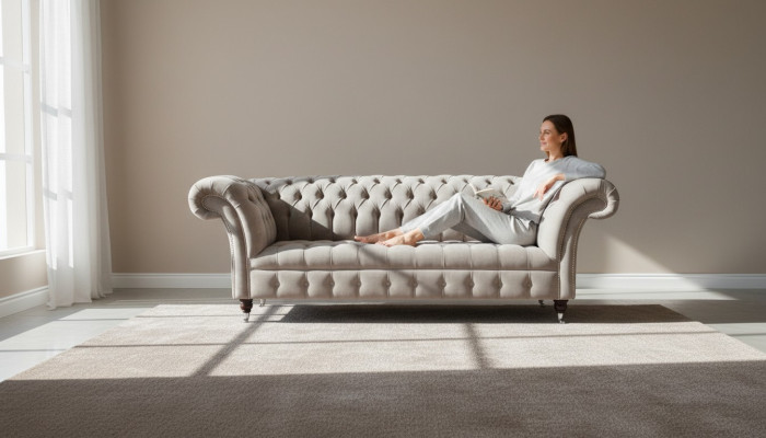 Canapé 3 places Salon paysager Canapés Suite Rembourrage Tissu Chesterfield