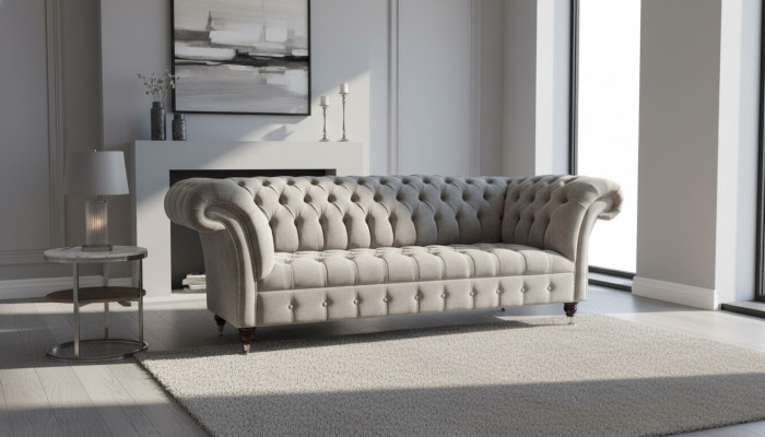 Canapé 3 places Salon paysager Canapés Suite Rembourrage Tissu Chesterfield