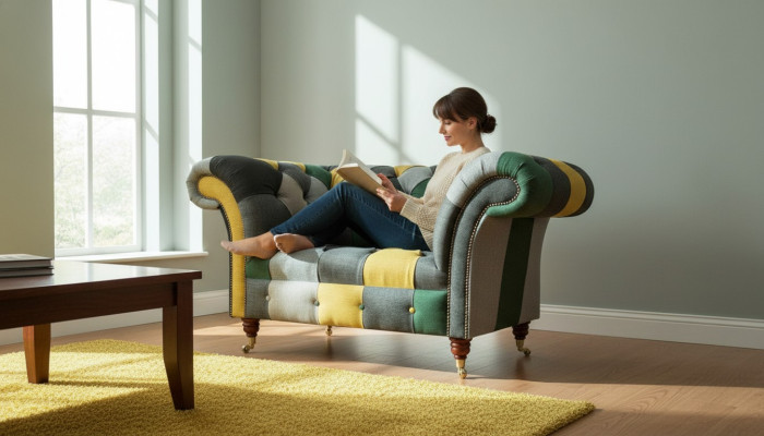 Fauteuil Chesterfield TV Canapé 1,5 places Canapé en tissu Textile Rembourrage