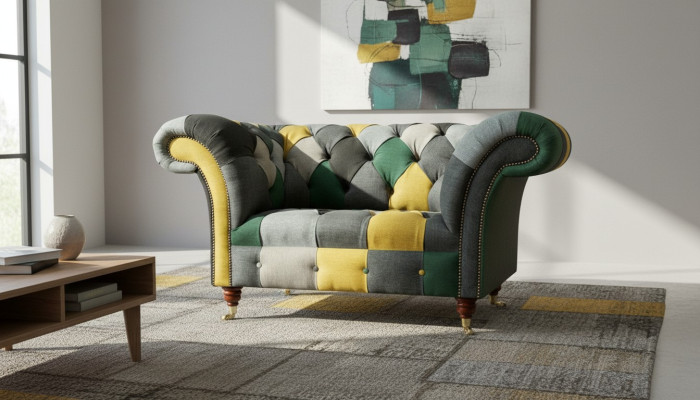 Fauteuil Chesterfield TV Canapé 1,5 places Canapé en tissu Textile Rembourrage