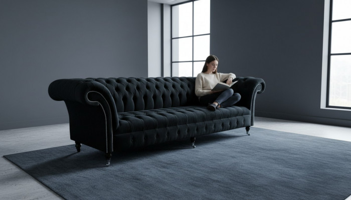 Canapé Chesterfield 4 places Grand canapé design rembourré Suite de canapés