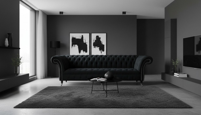 Canapé Chesterfield 4 places Grand canapé design rembourré Suite de canapés