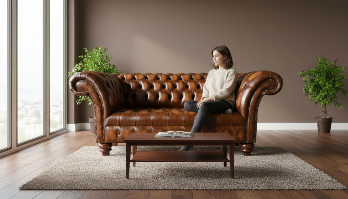 Design Canapé Chesterfield 2 places Canapé brun Tapisserie Canapés Canapé de salon nouveau