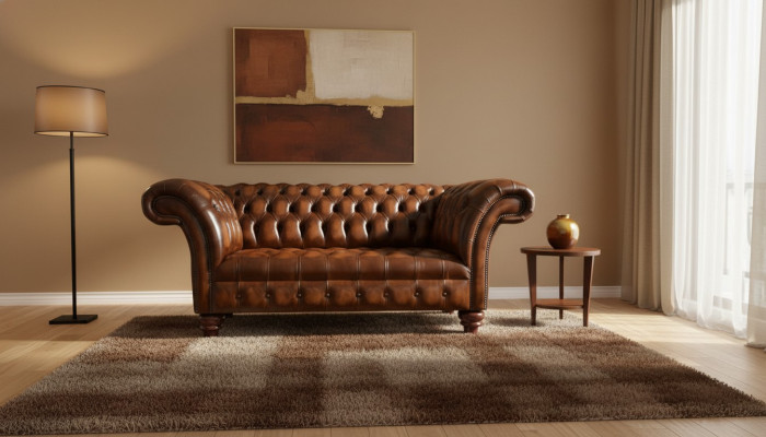 Design Canapé Chesterfield 2 places Canapé brun Tapisserie Canapés Canapé de salon nouveau