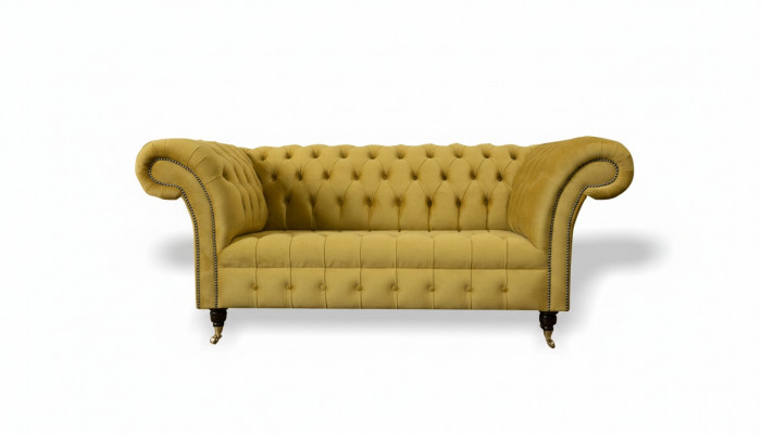 Chesterfield Design Luxe Rembourrage Canapé Siège Suite Cuir Textile Jaune nouveau