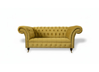 Chesterfield Design Luxe Rembourrage Canapé Siège Suite Cuir Textile Jaune nouveau
