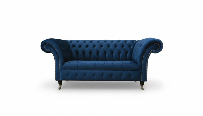 Conception canapé chesterfield en tissu bleu 2 places canapé ensemble sofas bleus e