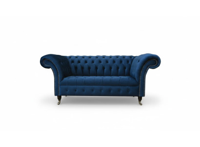 Conception canapé chesterfield en tissu bleu 2 places canapé ensemble sofas bleus e