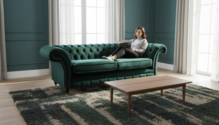 Canapé classique Chesterfield Chesterfield Rembourrage de canapé Canapés Velours 3 places Chester