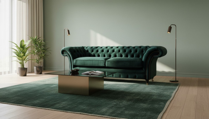 Canapé classique Chesterfield Chesterfield Rembourrage de canapé Canapés Velours 3 places Chester