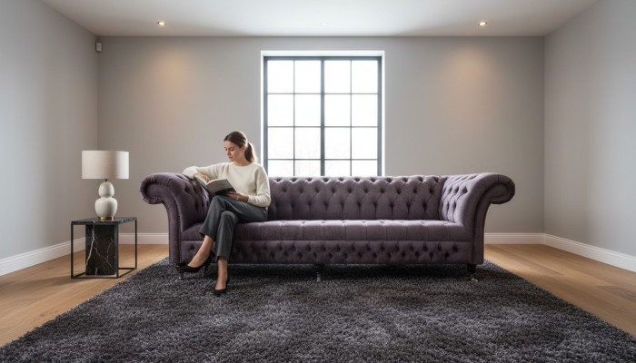 xxl Grand canapé Chesterfield 265cm Canapé 4 places en cuir