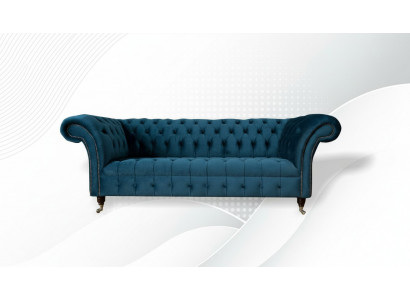 Canapé 3 places XXL Chesterfield en tissu textile rembourré