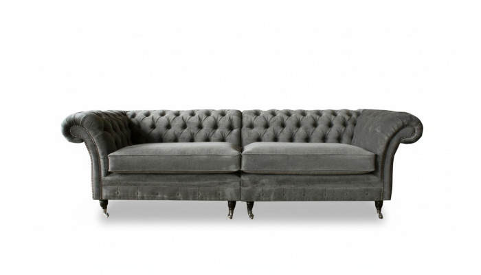 Canapé Chesterfield XXL 4 places Revêtement Siège Suite Textile Cuir