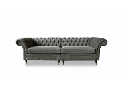 Canapé Chesterfield XXL 4 places Revêtement Siège Suite Textile Cuir