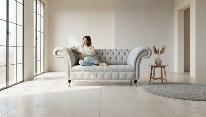 Chesterfield 2 places Salon Canapé Canapé Tissu Textile Ensemble Nouveau