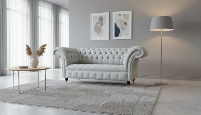 Chesterfield 2 places Salon Canapé Canapé Tissu Textile Ensemble Nouveau
