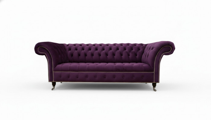 Canapé XXL 3 places Chesterfield en tissu cuir.