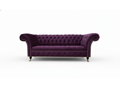 Canapé XXL 3 places Chesterfield en tissu cuir.