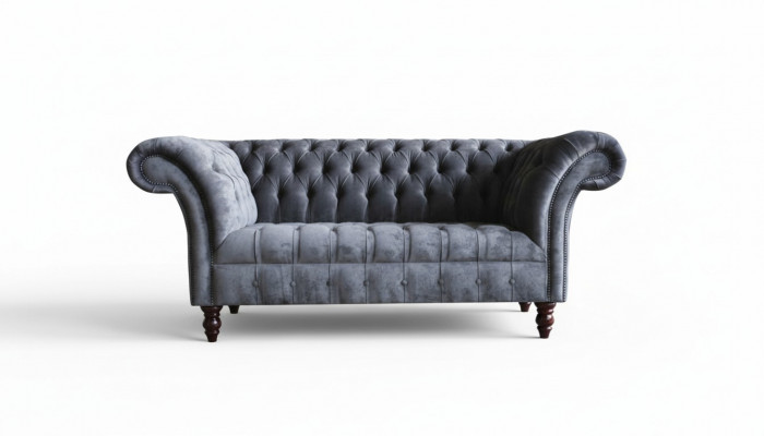 Canapé de salon 3 places Chesterfield Tissu Gris suite textile