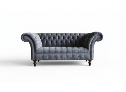 Canapé de salon 3 places Chesterfield Tissu Gris suite textile