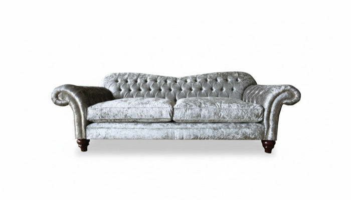 Trois places Canapé 3 places Chesterfield Revêtement Suite de sièges Velours Gris