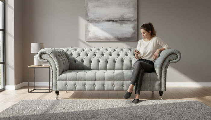 Chesterfield 3 places canapé design canapés rembourrage tissus textiles