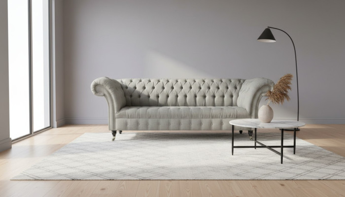 Canapé Chesterfield gris en tissu de revêtement canapé en cuir velours Suite