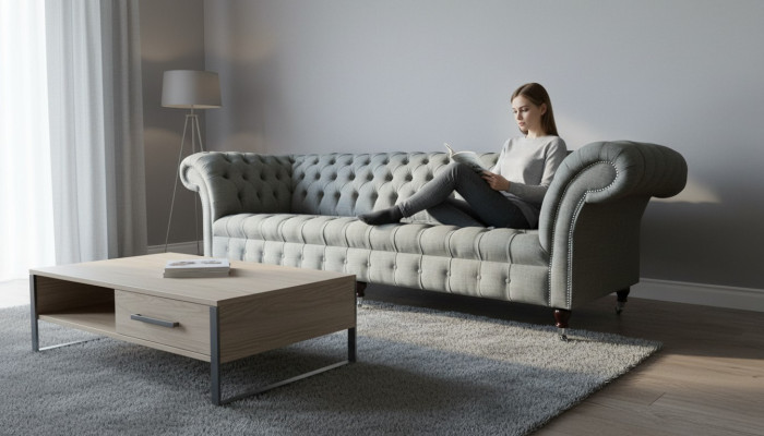 Canapé XXL Big Sofa Chesterfield 265cm Canapé 4 places Moderne en Tissu