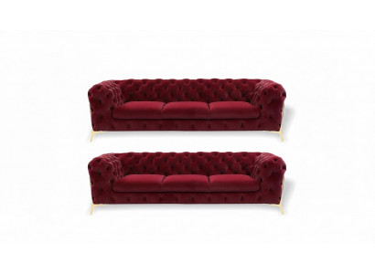 Canapé en velours Chesterfield Canapé rembourré siège 3+3 Suite de sièges Design Canapés Sofas