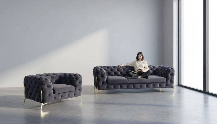 Meubles Italy Canapé ensemble 3+1 places Canapé design Canapé Rembourrage Canapés Chesterfield