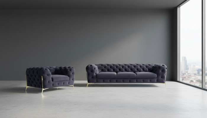Meubles Italy Canapé ensemble 3+1 places Canapé design Canapé Rembourrage Canapés Chesterfield