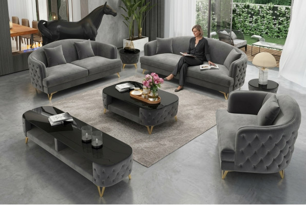 Ensemble de canapé de luxe, ensemble de canapé en tissu, ensemble de siège canapé 3 places 321, 3 pièces.