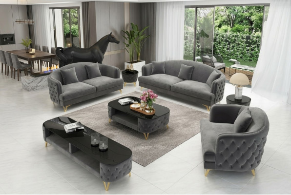 Ensemble de canapé de luxe, ensemble de canapé en tissu, ensemble de siège canapé 3 places 321, 3 pièces.