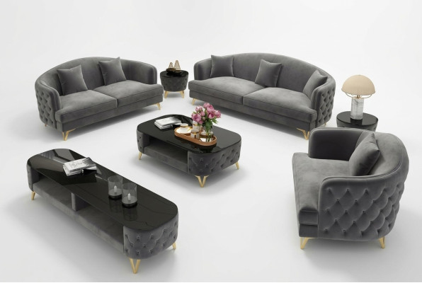 Ensemble de canapé de luxe, ensemble de canapé en tissu, ensemble de siège canapé 3 places 321, 3 pièces.