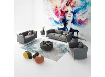 Ensemble canapé Chesterfield design Canapé Canapé Rembourrage Velours 321 Sièges Canapé
